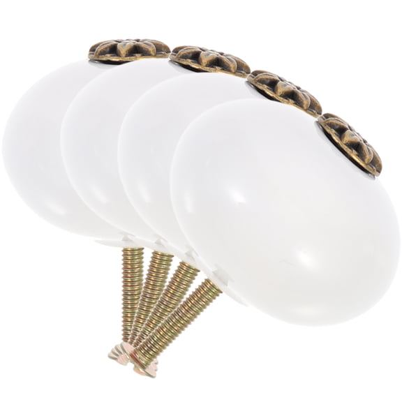 MEIBUTYUP 4Pcs White Round Cabinet Doorknobs for Home Use Made with Ceramic and Zinc Alloy Material