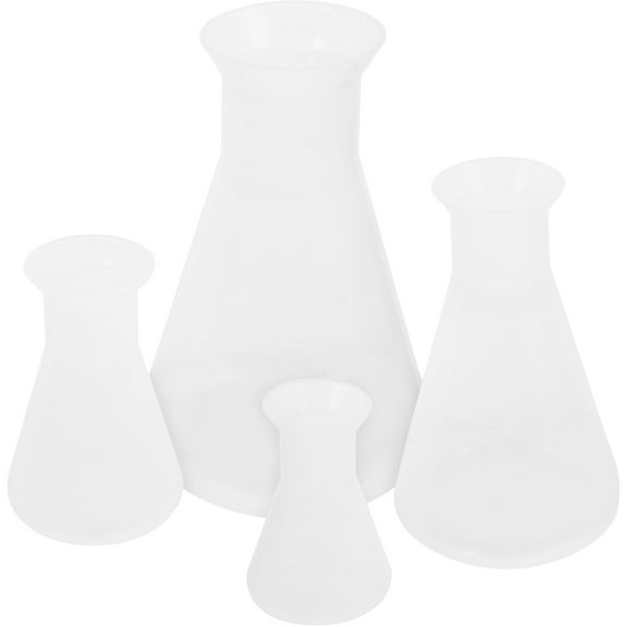 MEIBUTYUP Set of 4 Lightweight Conical Laboratory Flasks Perfect for Student Science Experiments with Compact Space-Saving Design
