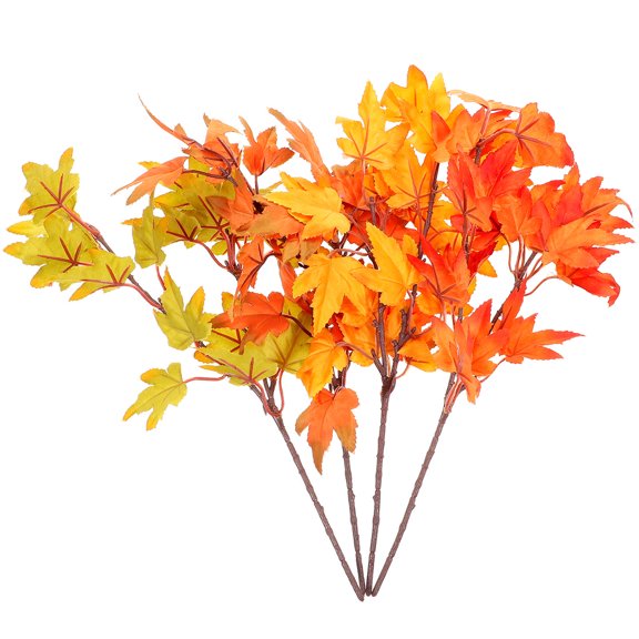 MEIBUTYUP 4pcs Realistic Maple Leaves Pick Plastic Decorative Green Craft for Home Decoration