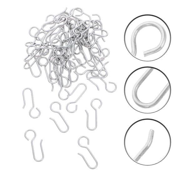 MEIBUTYUP 50Pcs Curtain Wire Hooks in Stainless Steel for Ceiling Track with Unique Silver Finish