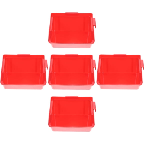 MEIBUTYUP 5Pcs ABS Parts Organizer Red Warehouse Storage Boxes for Tools Accessories and Garage