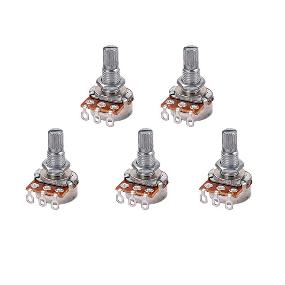 MEIBUTYUP 5Pcs Guitar Potentiometer B10k Brown Linear Audio Potentiometers for Bass Replacement
