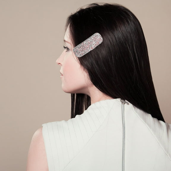 MEIBUTYUP 5pcs Rhinestone Hair Clips Set Elegant Crystal Barrettes for Women Girls Hair Accessories Grey