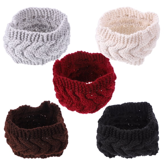 MEIBUTYUP Stretchy Knitted Headbands 5-Pack Assorted Colors Winter Outdoor Headwear for Women and Men