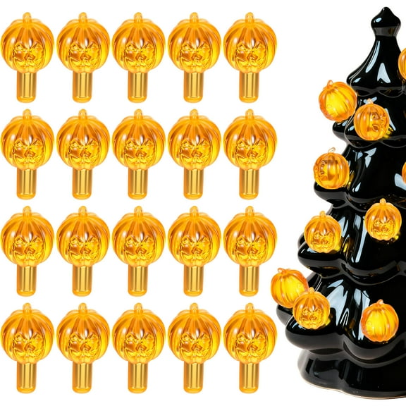 MEIBUTYUP 60Pcs Plastic Pumpkin Light Bulbs for Ceramic Trees Replacement with Easy Installation