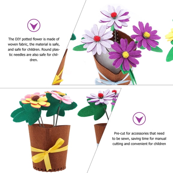 MEIBUTYUP 6-Piece Nonwoven Fabric Flowerpot Craft Kit for Projects, Assorted Colors, and Easy to Use