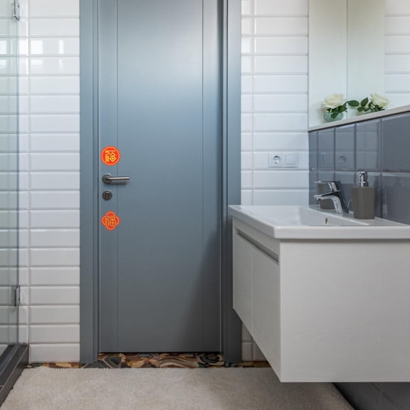 MEIBUTYUP 6-Pack Knob Wall Protectors PVC Adhesive Door Bumpers with Decorative Chinese Fu Pattern for Wall