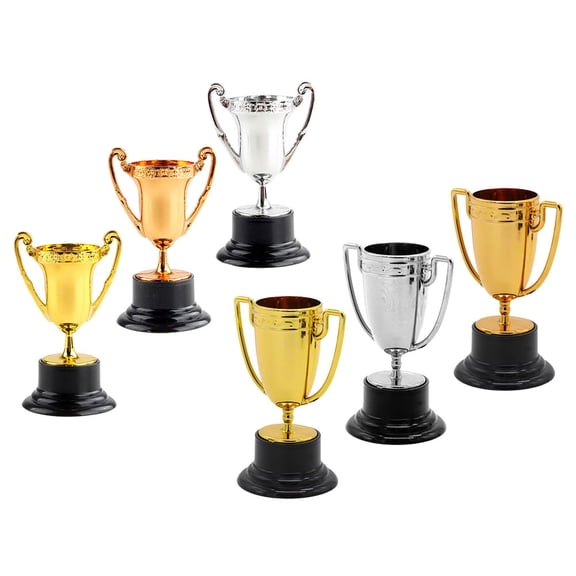 MEIBUTYUP 6Pcs Small Decorative Plastic Trophy Ornaments Lightweight Assorted Colors Perfect for Parties