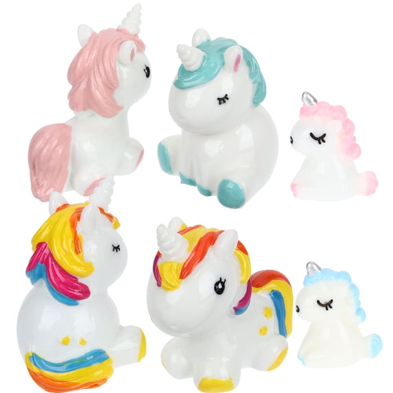 MEIBUTYUP 6Pcs Mini Unicorns Bonsai Garden Miniatures Animals Resin Figurines