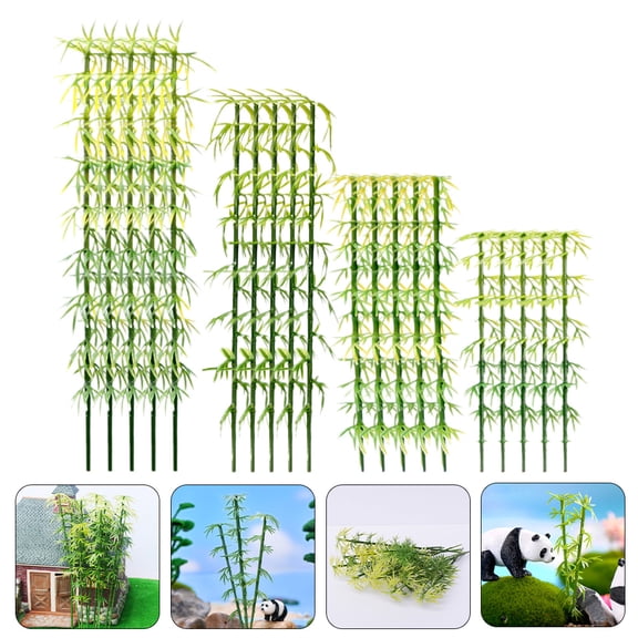 MEIBUTYUP 80Pcs Lightweight Green Bamboo Trees Model Plastic Decorative Home Scenery