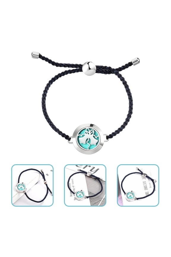 Aromatherapy Locket Adjustable Bracelet Black Stainless Steel 1Set Fashionable Design for Women Daily Life