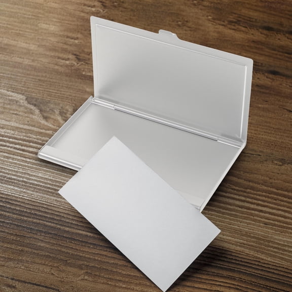 MEIBUTYUP Aluminum Metal Business Card Holder Box for Office Desk, Sublimation Blank Case for Custom Printing and Personalization