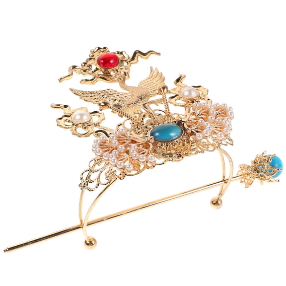 MEIBUTYUP Luxurious Golden Hanfu Hair Crown, Traditional Alloy for Party