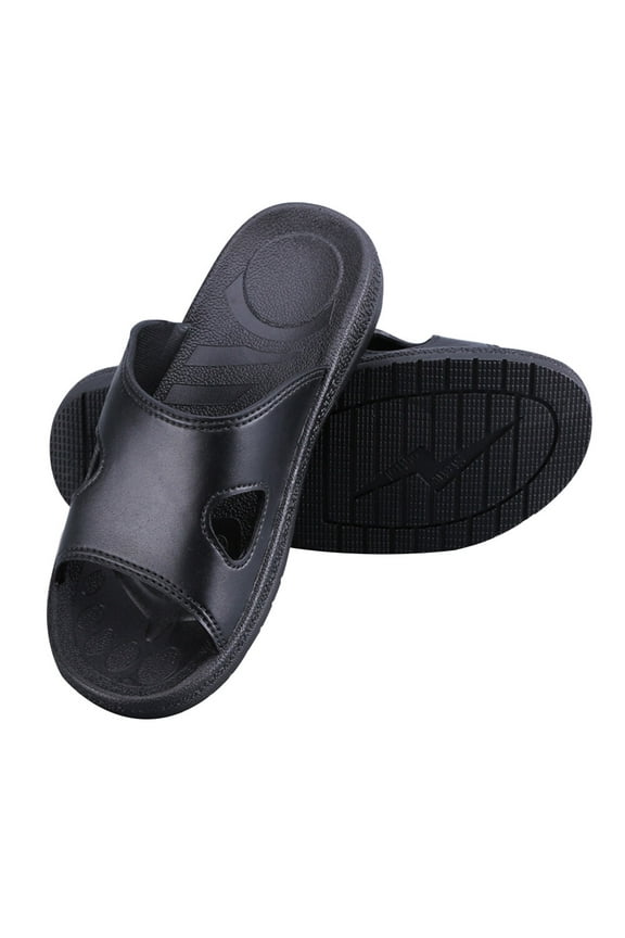 Anti Static Slippers with Thick PU Soles for Home Use Black Color
