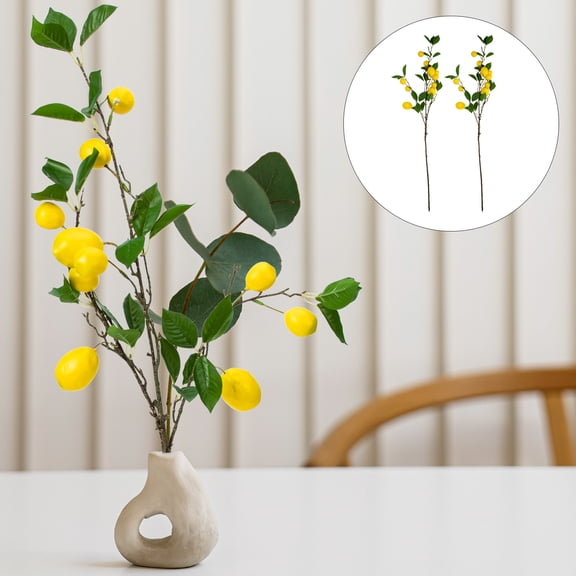 MEIBUTYUP Artificial Yellow Pick Branch for Home Decor Countertop Ornament 2Pcs Plastic Vivid Decoration