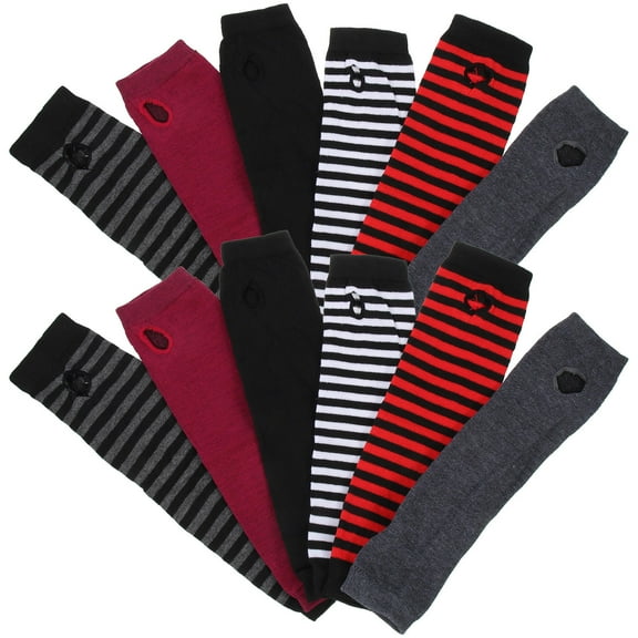 MEIBUTYUP Women's Winter Arm Warmers 6 Pairs Assorted Colors Soft Polyester Cotton Sleeves for Cold Weather