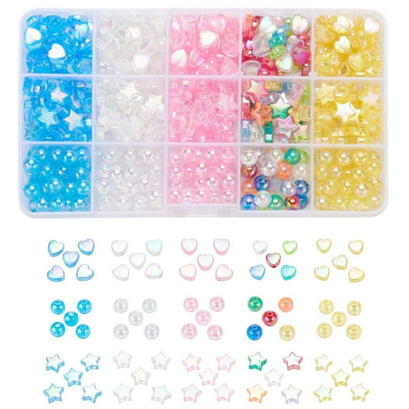 MEIBUTYUP Assorted Acrylic Beads for Jewelry Making, Colorful Spacer Bead Connectors with Holes for Craft Projects