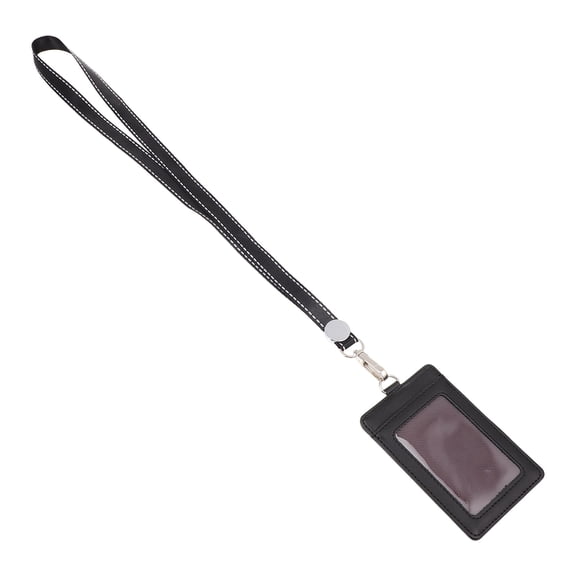 MEIBUTYUP Black Genuine ID Badge Holder for Protective Use Lightweight Convenient Design 4.5x3 Inch