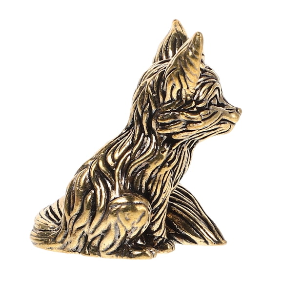 MEIBUTYUP Golden Brass Fox Figurine Creative Desk Decoration for Elegant Spaces