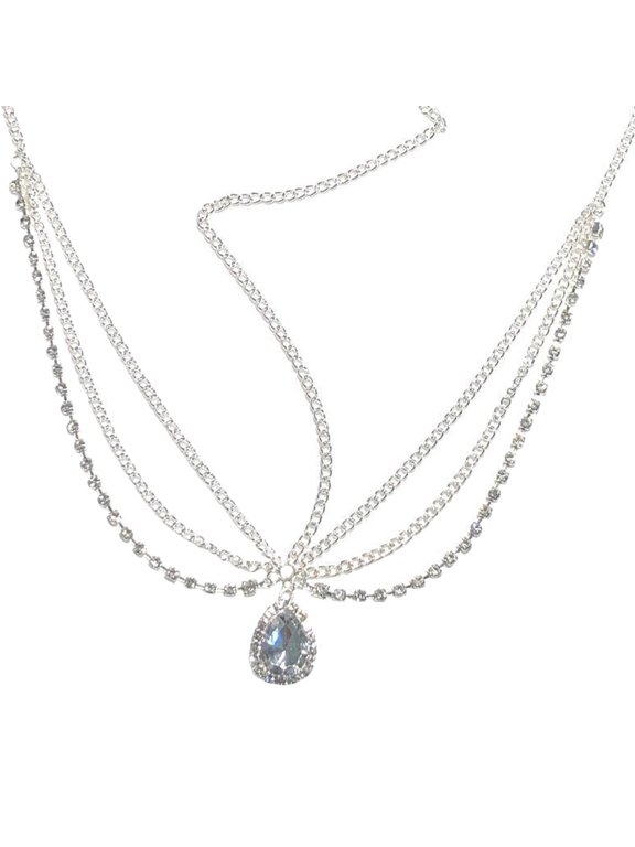 Elegant Plated Silver Forehead Head Chain for Weddings Special Occasion Head Jewelry