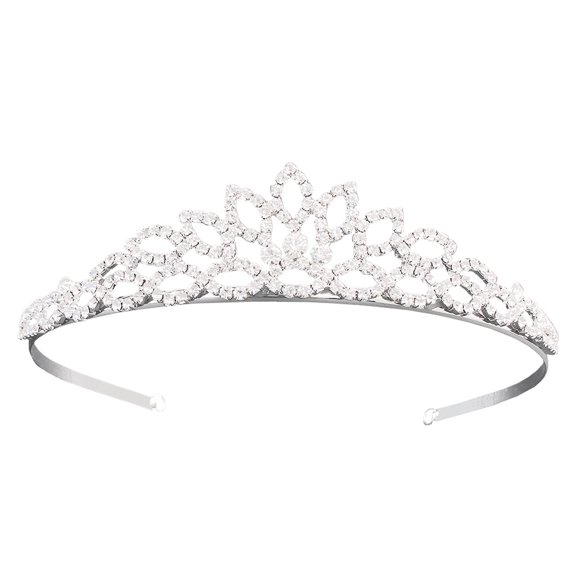 MEIBUTYUP Bridal Hair Piece Crown Headband Rhinestone Silver 1Set