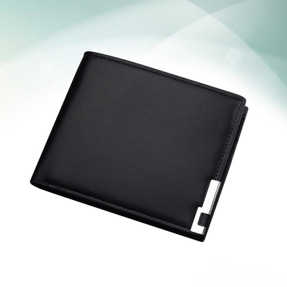 MEIBUTYUP Men's Black PU Business Wallet with Multiple Card Slots and Spacious Cash Compartments