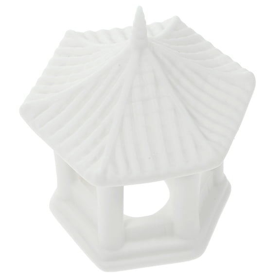 MEIBUTYUP White Ceramic Pavilion Statue for Zen Garden Aquarium Decoration