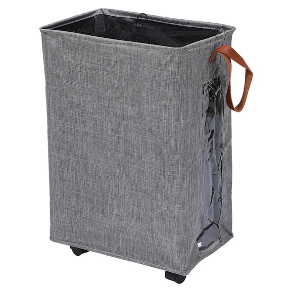 MEIBUTYUP Clothes Hampers with Wheels Grey Cationic Fabric for Dirty Clothes 1Pcs