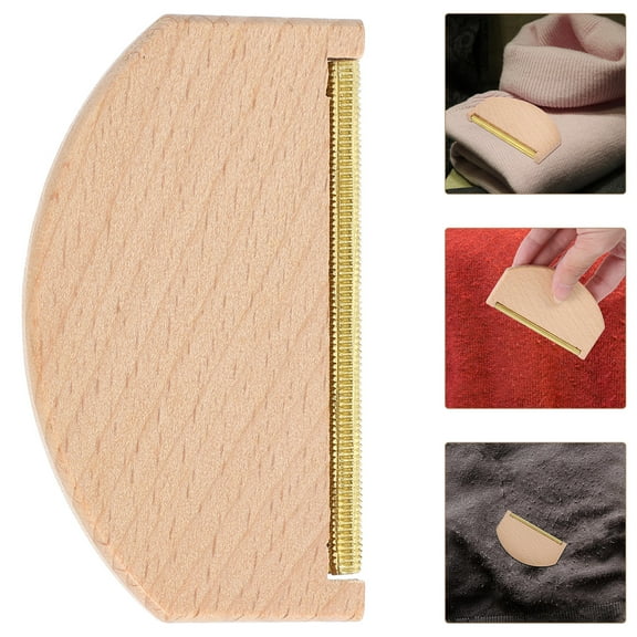 MEIBUTYUP Wooden Clothing Brush for Wool and Cashmere, Beige Fabric Lint Remover Comb, 1 Piece