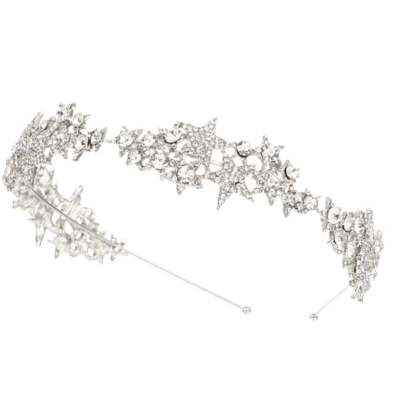 MEIBUTYUP Star Bridal Crown Silver Wedding Tiara for Bride and Special Occasions