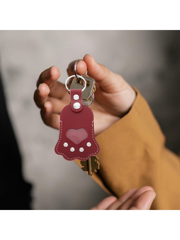 Stylish Red PU Pet Keychain Dog Paw Pendant for Everyday Use