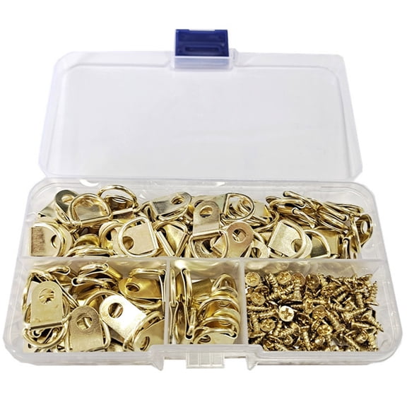 MEIBUTYUP D Ring Picture Hangers Metal Golden for Home Use Durable Stylish Easy Install