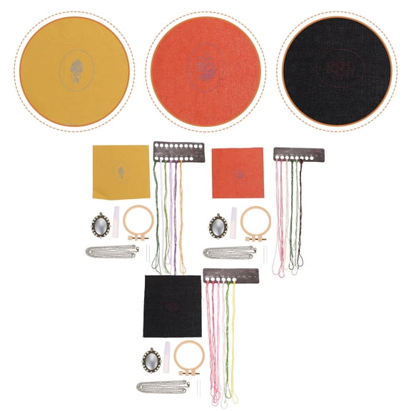 MEIBUTYUP 3 Sets of Decoration Embroidery Kit Beginners Assorted Color for Cross Stitch Enthusiasts Giving