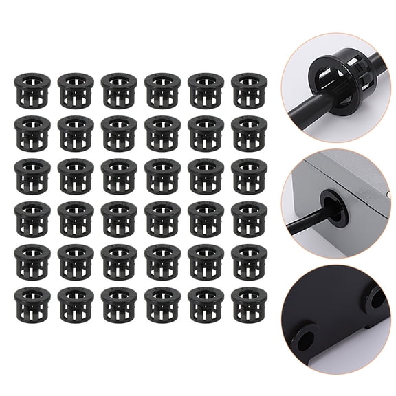MEIBUTYUP 200Pcs Cable Grommets Nylon Black Round For Wiring Applications