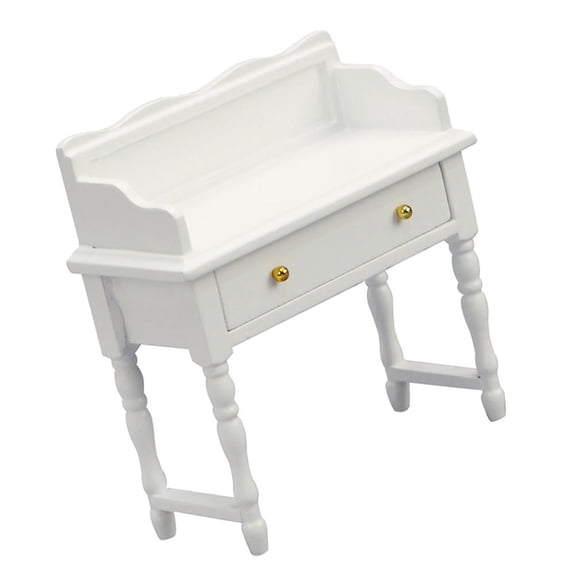 MEIBUTYUP Tiny Furniture Dollhouse Side Table for Home Decor White Wood 1Pcs