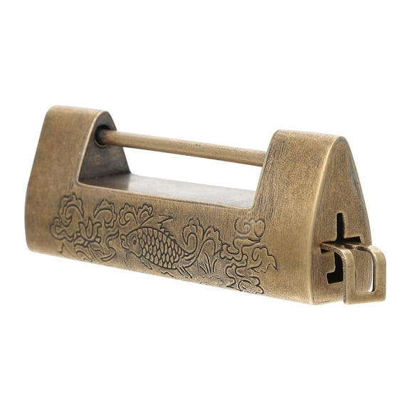 MEIBUTYUP Engraved Antique Style Golden Copper Padlock for Box, Cabinet, Locker Use, Retro Design, 2.5x1.5 Inches Security Lock
