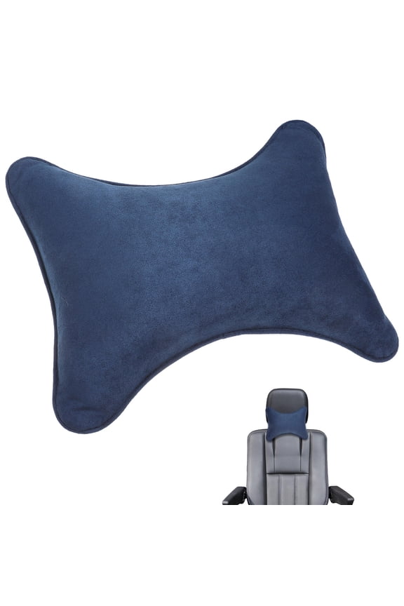 Blue Car Headrest Pillow with Adjustable Strap Neck Support for Car Interior