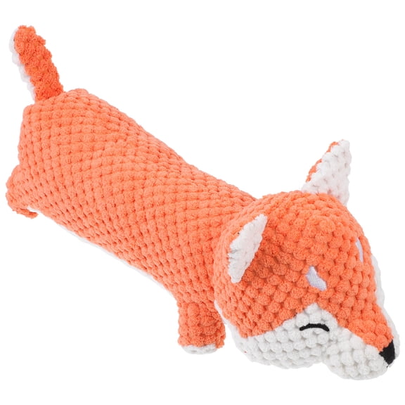 MEIBUTYUP Funny Squeaky Toy Plush Chew Dog Orange Indoor Playing 1Pack