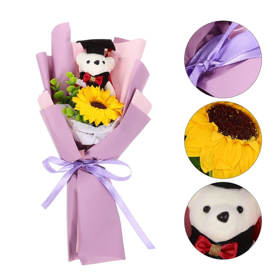 MEIBUTYUP Stylish Foam and Cloth Bear Flower Bouquet for Graduation and Special Events