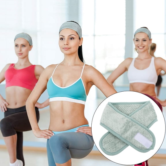 MEIBUTYUP Green Adjustable Makeup Headband for Face Washing and Bathing, Absorbent Polyester Nylon
