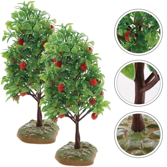 MEIBUTYUP DIY Fruit Tree Model Decor Safe and Micro Landscape Decoration 2Pcs