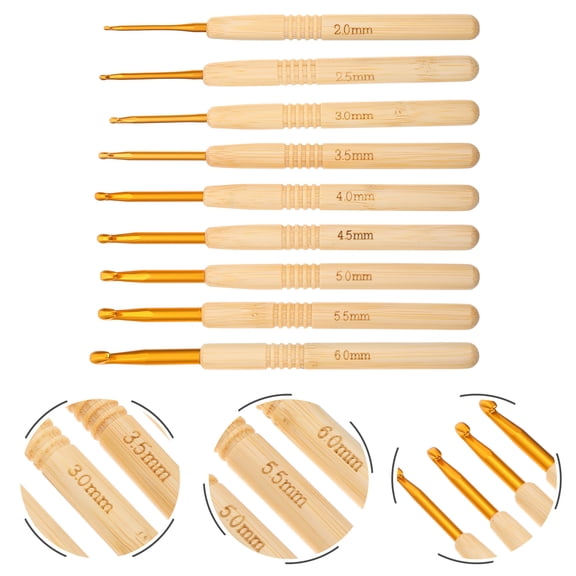 MEIBUTYUP 9-Piece Lightweight Alloy Crochet Hook Set for Knitting Sweaters, Crafting, and Yarn Projects