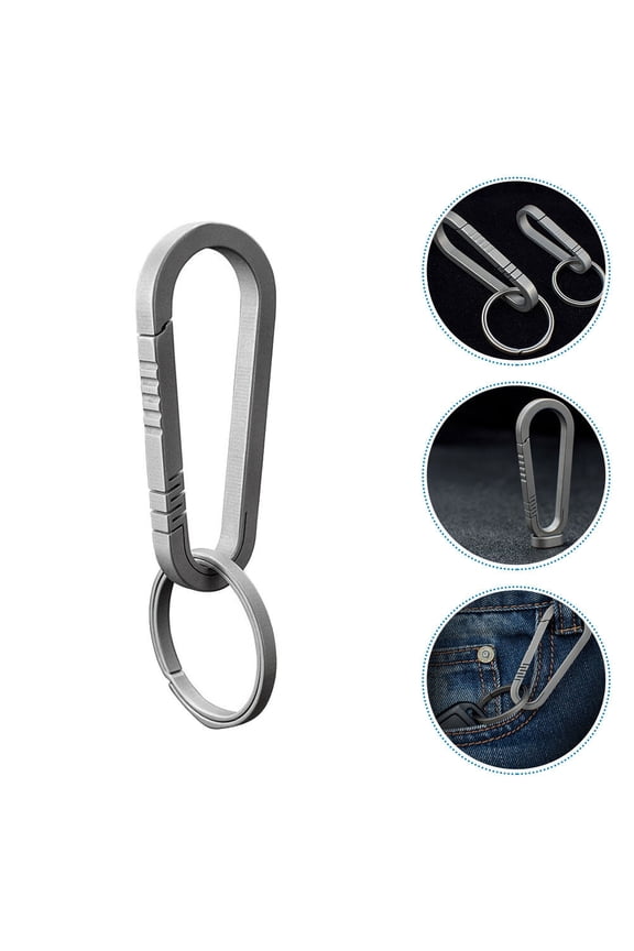 Titanium Key Ring Clip for Men Grey Durable Outdoor Keychain