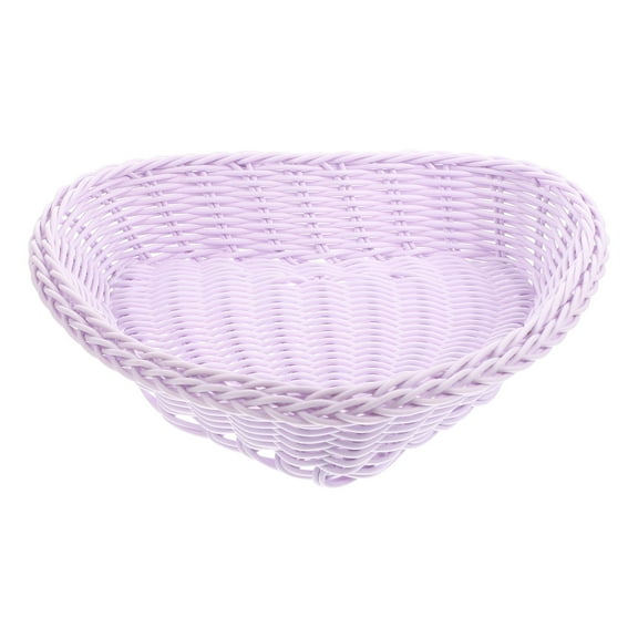 MEIBUTYUP Lavender Heart-Shaped Woven Storage Basket for Home, Food, and Shop Use - 1 Piece