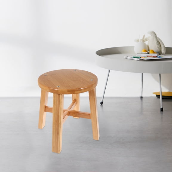 MEIBUTYUP Bamboo Stool Non-Slip Stable for Home Use Brown 1Pc