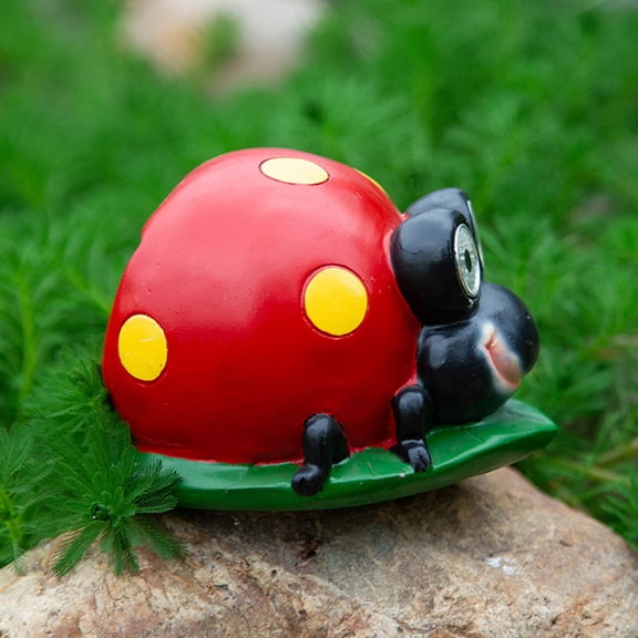 MEIBUTYUP Lawn Decoration Solar Garden Figurines Red Resin Automatic Light Control Garden Decor 1Pack