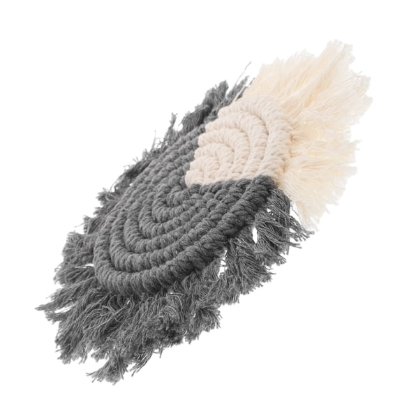MEIBUTYUP Handmade Macrame Coasters with Tassels Dark Grey Cotton for Home Table Decor