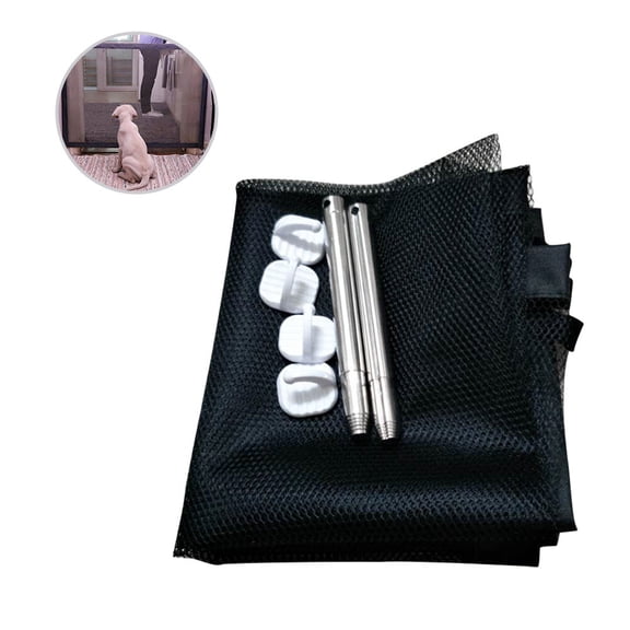 MEIBUTYUP Dog Gate Black Woven Mesh Portable Retractable Easy Installation