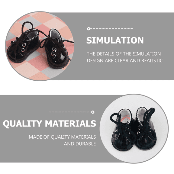 MEIBUTYUP Mini House Shoes Ornaments Doll Shoes Simulated Black 1 Pair Decorative Accessories for Home and Doll Display