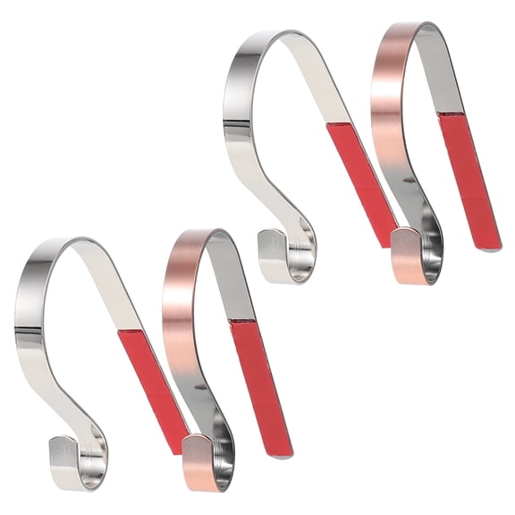 MEIBUTYUP Multi-Colored Christmas Stocking Hooks for Hanging Stockings, Zinc Alloy, 4 Pieces and Decorative